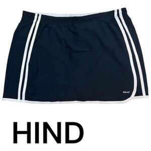Hind Skort Women Large Black Elastic Waist White Striped Trim Lined Tennis